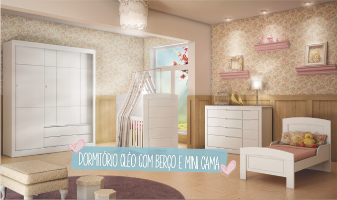 Dormitorio Cleo com berco e mini cama