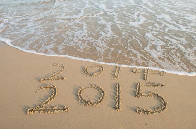 new year 2015 written in sand