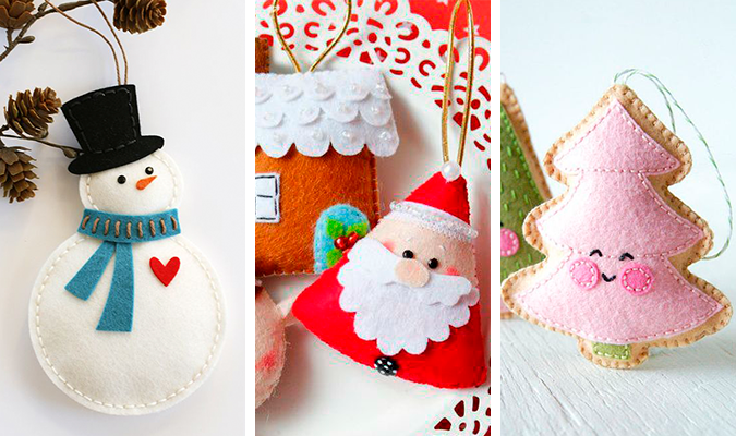 Mais de 30 ideias de enfeites de Natal feitos com feltro